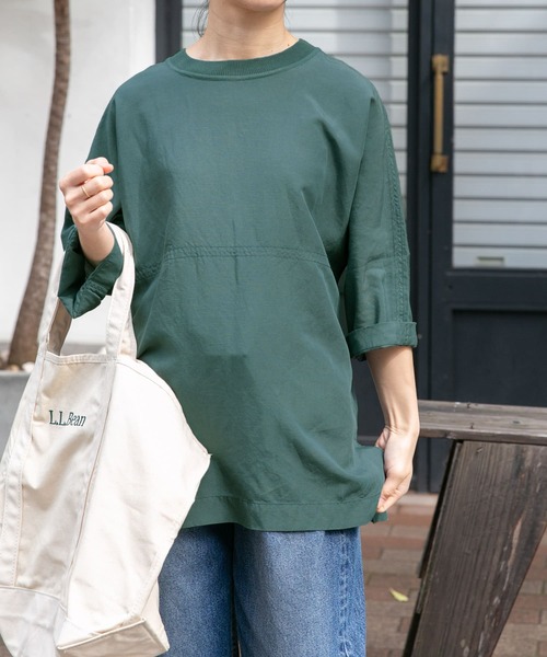 FORK&SPOON(フォークアンドスプーン)の「FORK&SPOON リネン混ショートスリーブプルオーバー(Tシャツ/カットソー・レディース・ブルー系その他/ブラック/アイボリー・1)」の1枚目の写真