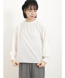 Samansa Mos2 | サッカースタンドネックギャザーブラウス(シャツ/ブラウス)