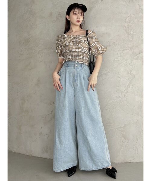 dazzlin（ダズリン）の「リボンワンショルパフブラウス（シャツ/ブラウス・レディース・ブラウン/ブラック/オフホワイト・FREE）」の6枚目の写真