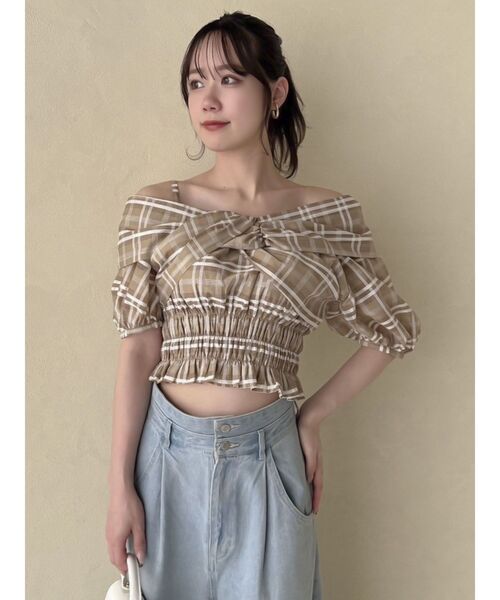 dazzlin（ダズリン）の「リボンワンショルパフブラウス（シャツ/ブラウス・レディース・ブラウン/ブラック/オフホワイト・FREE）」の20枚目の写真