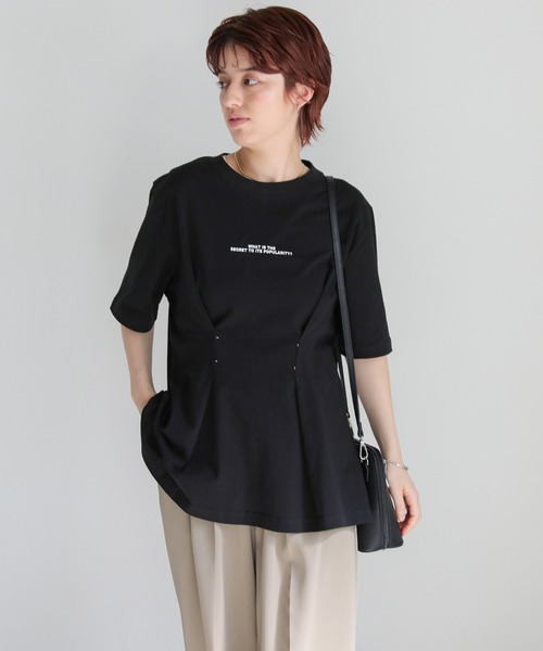 select MOCA(セレクトモカ)の「フロントホックTシャツ(Tシャツ/カットソー・レディース・ブラック/オフホワイト・MEDIUM/LARGE)」の2枚目の写真