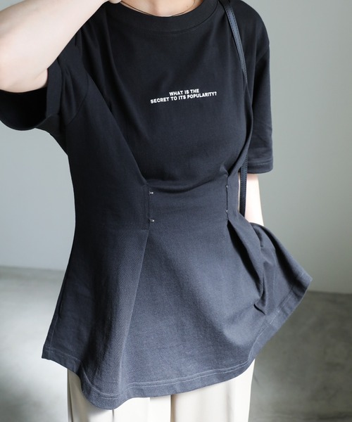 select MOCA(セレクトモカ)の「フロントホックTシャツ(Tシャツ/カットソー・レディース・ブラック/オフホワイト・MEDIUM/LARGE)」の7枚目の写真