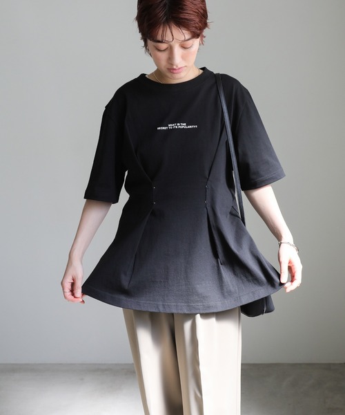 select MOCA(セレクトモカ)の「フロントホックTシャツ(Tシャツ/カットソー・レディース・ブラック/オフホワイト・MEDIUM/LARGE)」の9枚目の写真