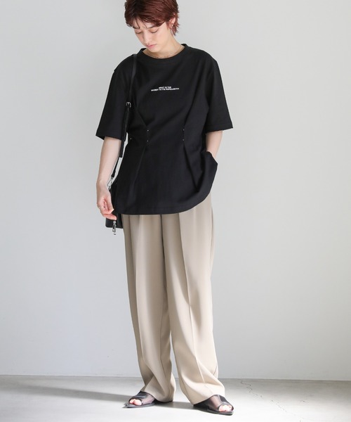select MOCA(セレクトモカ)の「フロントホックTシャツ(Tシャツ/カットソー・レディース・ブラック/オフホワイト・MEDIUM/LARGE)」の8枚目の写真