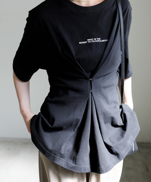 select MOCA(セレクトモカ)の「フロントホックTシャツ(Tシャツ/カットソー・レディース・ブラック/オフホワイト・MEDIUM/LARGE)」の12枚目の写真