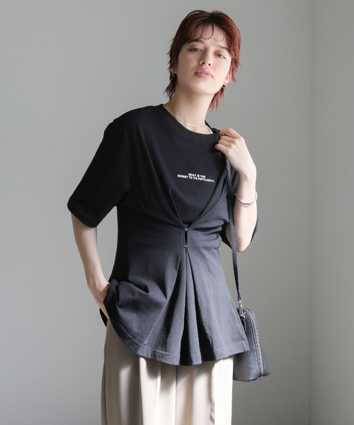 select MOCA(セレクトモカ)の「フロントホックTシャツ(Tシャツ/カットソー・レディース・ブラック/オフホワイト・MEDIUM/LARGE)」の14枚目の写真