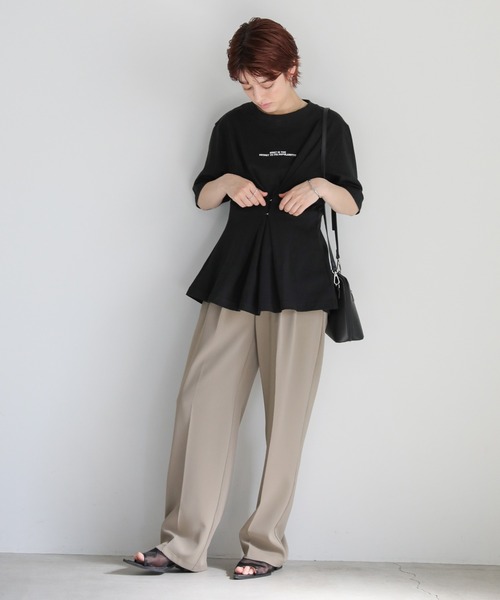 select MOCA(セレクトモカ)の「フロントホックTシャツ(Tシャツ/カットソー・レディース・ブラック/オフホワイト・MEDIUM/LARGE)」の11枚目の写真