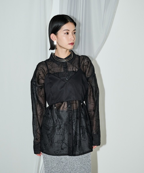 261★ ダブスタ オーガンジー フラワー シアーシャツ 261☆ ダブスタ オーガンジー フラワー シアーシャツ 261☆ ダブスタ