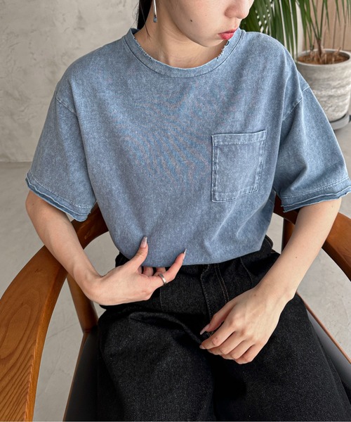 feepur（フェピュール）の「ピグメントルーズポケTee（Tシャツ/カットソー・レディース・オフホワイト/ブルー/チャコールグレー・MEDIUM）」の3枚目の写真