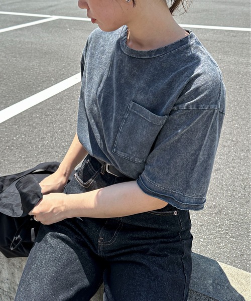 feepur（フェピュール）の「ピグメントルーズポケTee（Tシャツ/カットソー・レディース・オフホワイト/ブルー/チャコールグレー・MEDIUM）」の10枚目の写真