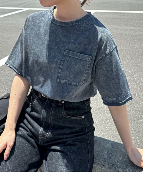 feepur（フェピュール）の「ピグメントルーズポケTee（Tシャツ/カットソー・レディース・オフホワイト/ブルー/チャコールグレー・MEDIUM）」の11枚目の写真