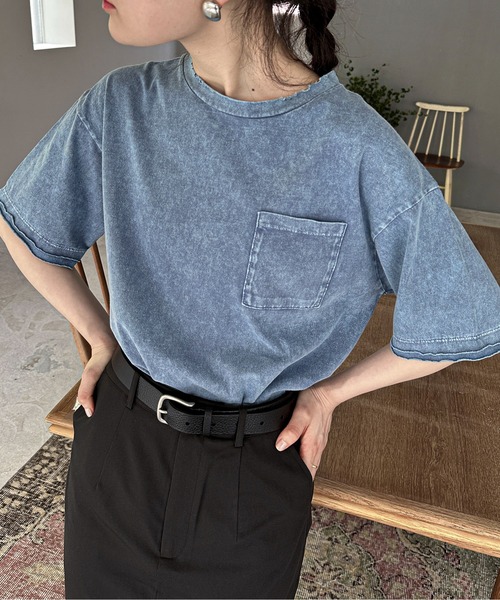 feepur（フェピュール）の「ピグメントルーズポケTee（Tシャツ/カットソー・レディース・オフホワイト/ブルー/チャコールグレー・MEDIUM）」の17枚目の写真