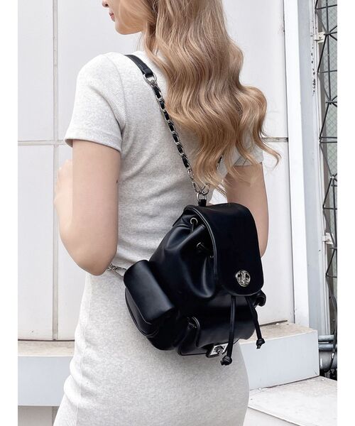 GYDA（ジェイダ）の「ポケットデザインミニリュック（バックパック/リュック・レディース・オフホワイト/ブラック・FREE）」の12枚目の写真