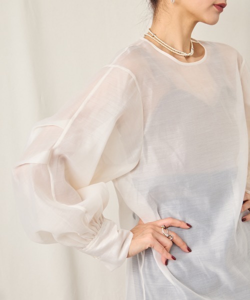 CIEL'AIR（シエルエアー）の「SHEER VOLUME BLOUSE（シャツ/ブラウス・レディース・アイボリー/ブラック・FREE）」の2枚目の写真