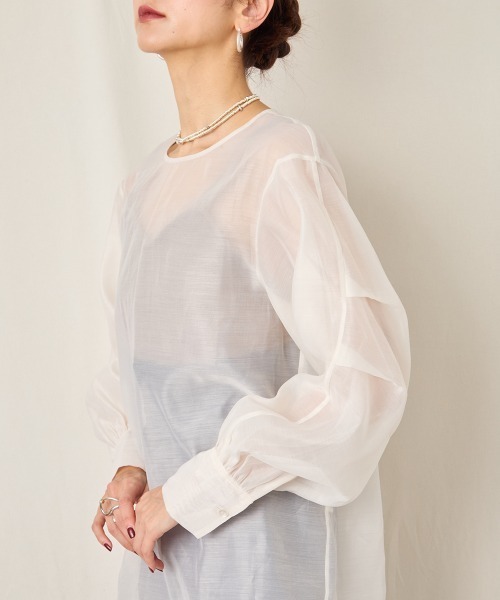 CIEL'AIR（シエルエアー）の「SHEER VOLUME BLOUSE（シャツ/ブラウス・レディース・アイボリー/ブラック・FREE）」の20枚目の写真
