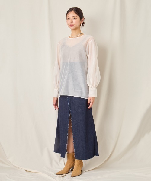 CIEL'AIR（シエルエアー）の「SHEER VOLUME BLOUSE（シャツ/ブラウス・レディース・アイボリー/ブラック・FREE）」の14枚目の写真