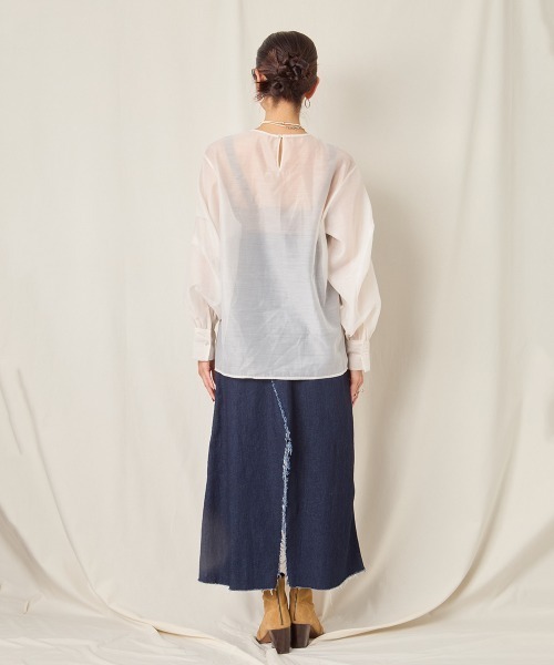 CIEL'AIR（シエルエアー）の「SHEER VOLUME BLOUSE（シャツ/ブラウス・レディース・アイボリー/ブラック・FREE）」の16枚目の写真
