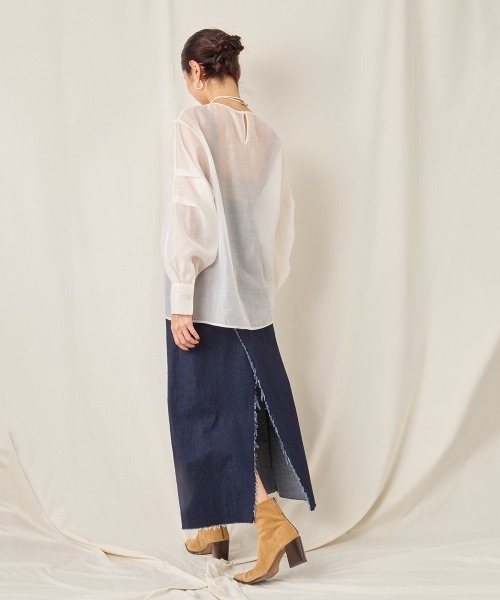 CIEL'AIR（シエルエアー）の「SHEER VOLUME BLOUSE（シャツ/ブラウス・レディース・アイボリー/ブラック・FREE）」の17枚目の写真