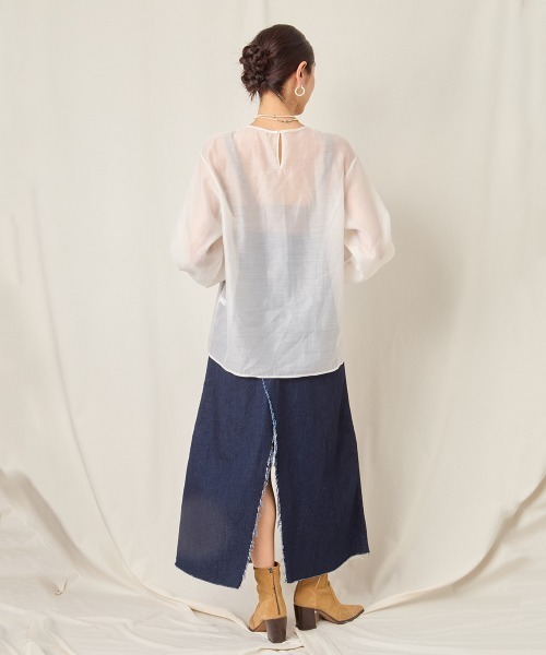 CIEL'AIR（シエルエアー）の「SHEER VOLUME BLOUSE（シャツ/ブラウス・レディース・アイボリー/ブラック・FREE）」の18枚目の写真