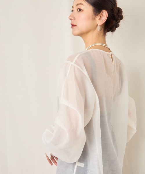CIEL'AIR（シエルエアー）の「SHEER VOLUME BLOUSE（シャツ/ブラウス・レディース・アイボリー/ブラック・FREE）」の19枚目の写真