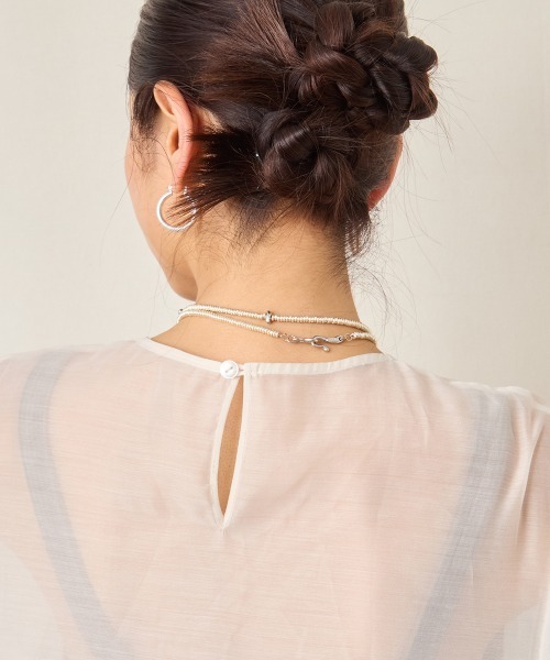 CIEL'AIR（シエルエアー）の「SHEER VOLUME BLOUSE（シャツ/ブラウス・レディース・アイボリー/ブラック・FREE）」の12枚目の写真