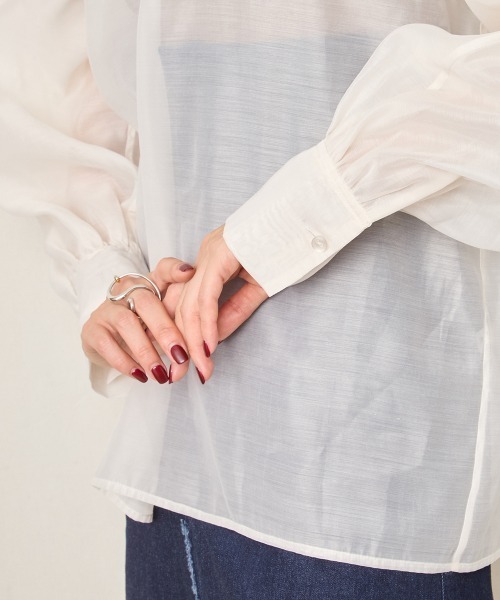 CIEL'AIR（シエルエアー）の「SHEER VOLUME BLOUSE（シャツ/ブラウス・レディース・アイボリー/ブラック・FREE）」の13枚目の写真