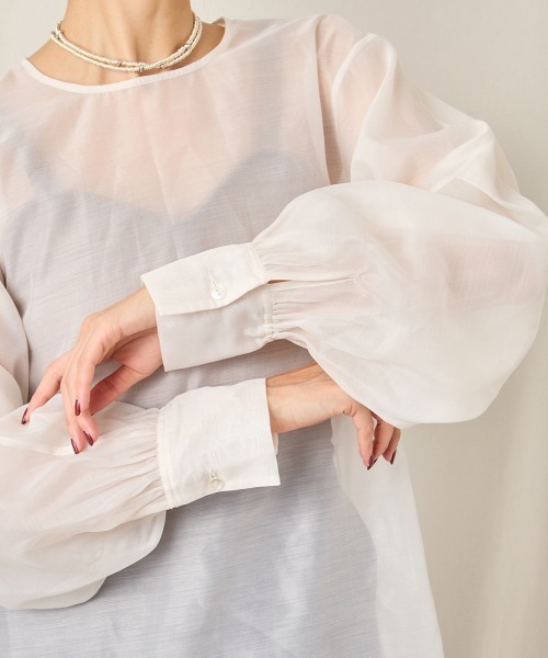 CIEL'AIR（シエルエアー）の「SHEER VOLUME BLOUSE（シャツ/ブラウス・レディース・アイボリー/ブラック・FREE）」の10枚目の写真