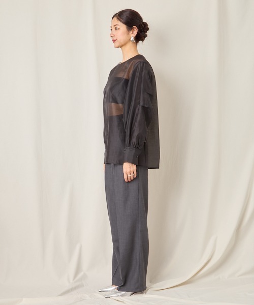 CIEL'AIR（シエルエアー）の「SHEER VOLUME BLOUSE（シャツ/ブラウス・レディース・アイボリー/ブラック・FREE）」の11枚目の写真