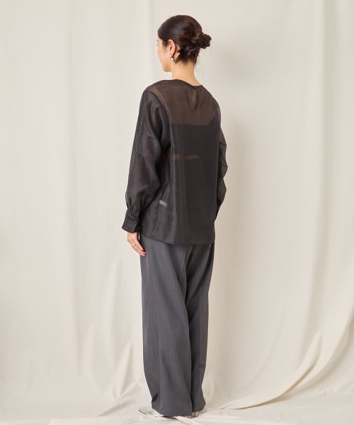 CIEL'AIR（シエルエアー）の「SHEER VOLUME BLOUSE（シャツ/ブラウス・レディース・アイボリー/ブラック・FREE）」の4枚目の写真