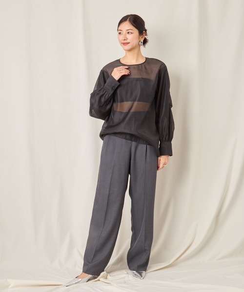 CIEL'AIR（シエルエアー）の「SHEER VOLUME BLOUSE（シャツ/ブラウス・レディース・アイボリー/ブラック・FREE）」の6枚目の写真