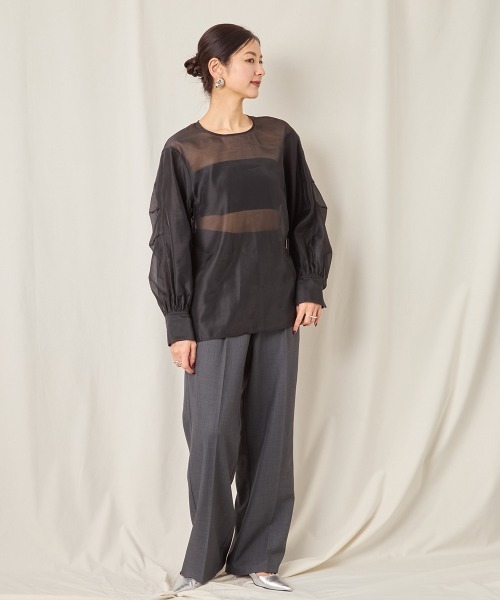 CIEL'AIR（シエルエアー）の「SHEER VOLUME BLOUSE（シャツ/ブラウス・レディース・アイボリー/ブラック・FREE）」の9枚目の写真