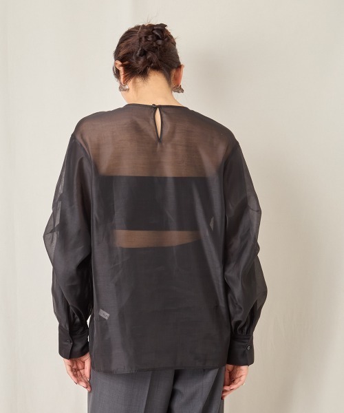CIEL'AIR（シエルエアー）の「SHEER VOLUME BLOUSE（シャツ/ブラウス・レディース・アイボリー/ブラック・FREE）」の3枚目の写真