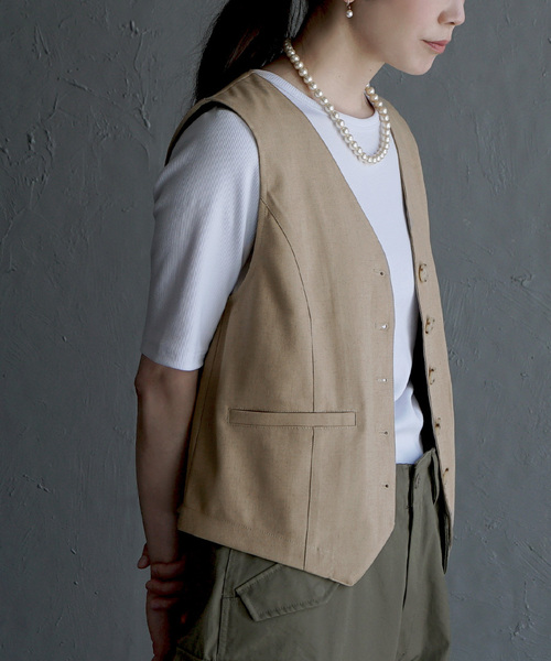 apartment department（アパートメントデパートメント）の「Vネックベスト（ベスト・レディース・ブラック/ベージュ・M）」の10枚目の写真