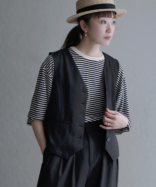 apartment department（アパートメントデパートメント）の「Vネックベスト（ベスト・レディース・ブラック/ベージュ・M）」の12枚目の写真