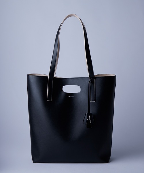 Switching 2way tote bag /切り替え 2way合皮トートバッグ