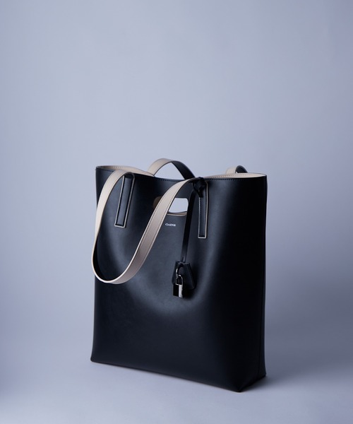 Switching 2way tote bag /切り替え 2way合皮トートバッグ