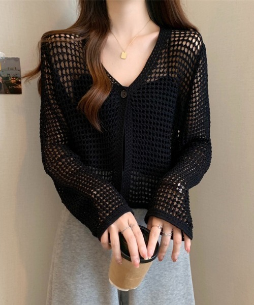 セール】メッシュデザインカーディガン（カーディガン/ボレロ）｜Vipoa