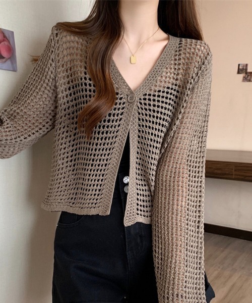 セール】メッシュデザインカーディガン（カーディガン/ボレロ）｜Vipoa
