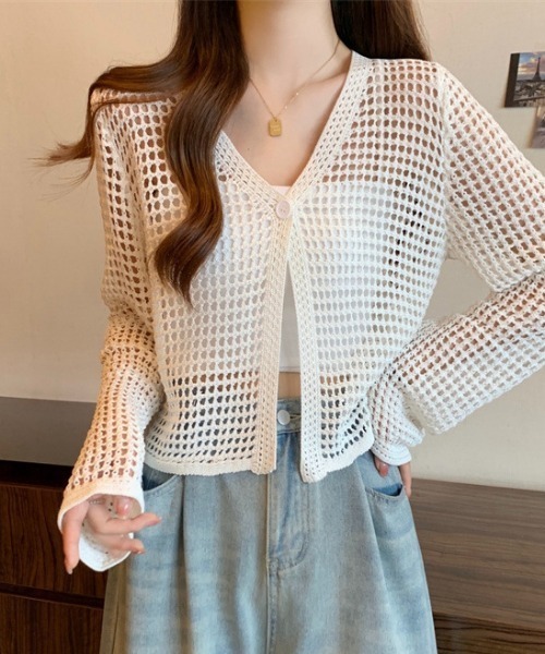 セール】メッシュデザインカーディガン（カーディガン/ボレロ）｜Vipoa