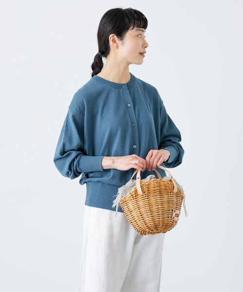 かぐれ(カグレ)の「コットンクルーネックカーディガン(ニット/セーター・レディース・ブルー/ライトグレー/ブラック・FREE)」の3枚目の写真