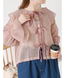 ehka sopo | メッシュラッフルブラウス(シャツ/ブラウス)