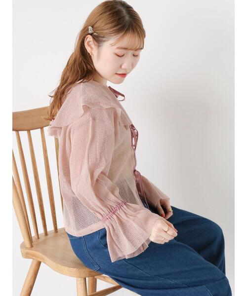 ehka sopo（エヘカソポ）の「メッシュラッフルブラウス（シャツ/ブラウス・レディース・キナリ/ピンク/グレー・F）」の11枚目の写真