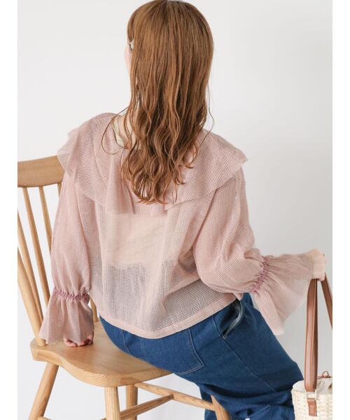 ehka sopo（エヘカソポ）の「メッシュラッフルブラウス（シャツ/ブラウス・レディース・キナリ/ピンク/グレー・F）」の10枚目の写真