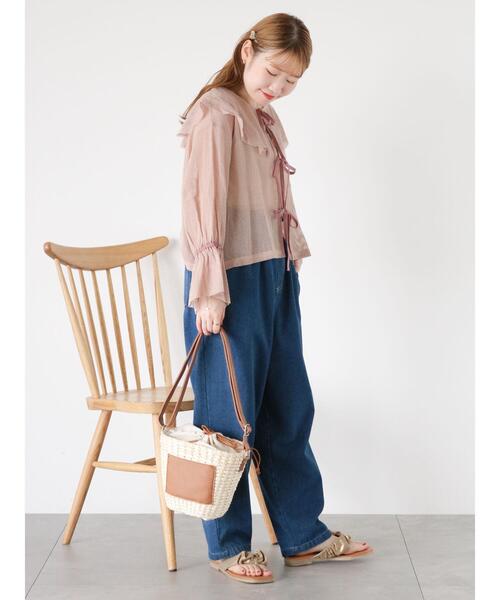 ehka sopo（エヘカソポ）の「メッシュラッフルブラウス（シャツ/ブラウス・レディース・キナリ/ピンク/グレー・F）」の8枚目の写真