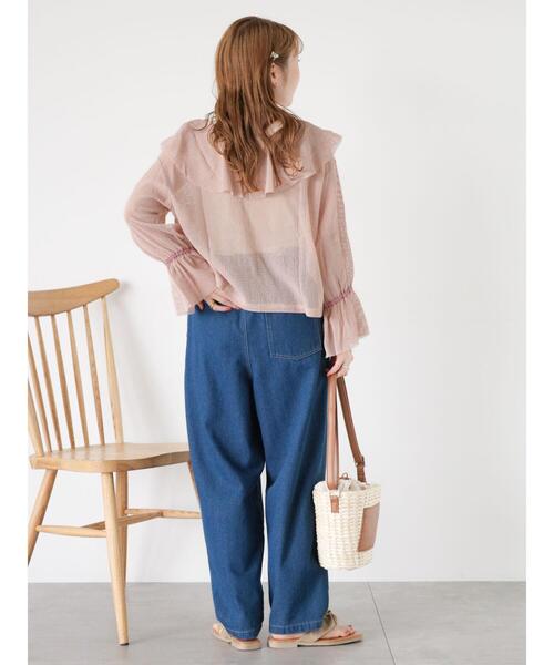 ehka sopo（エヘカソポ）の「メッシュラッフルブラウス（シャツ/ブラウス・レディース・キナリ/ピンク/グレー・F）」の7枚目の写真