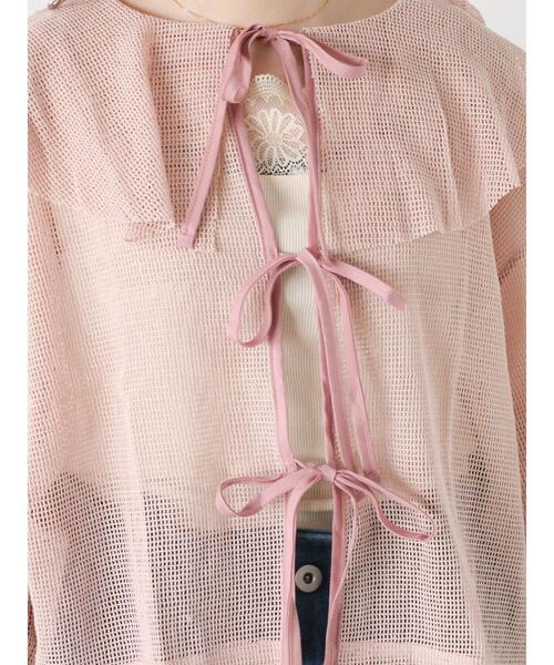 ehka sopo（エヘカソポ）の「メッシュラッフルブラウス（シャツ/ブラウス・レディース・キナリ/ピンク/グレー・F）」の6枚目の写真