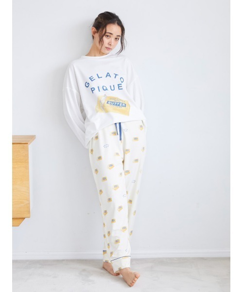 gelato pique（ジェラートピケ）の「BUTTER/PIE柄ロングパンツ（ルーム