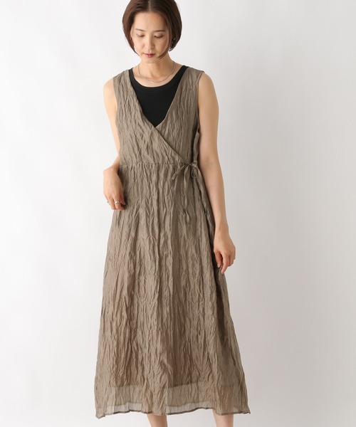 LEPSIM（レプシィム）の「クリンクルワンピース　128395（ワンピース・レディース・アイボリー/モカ/ブラック/グリーン・FREE）」の4枚目の写真