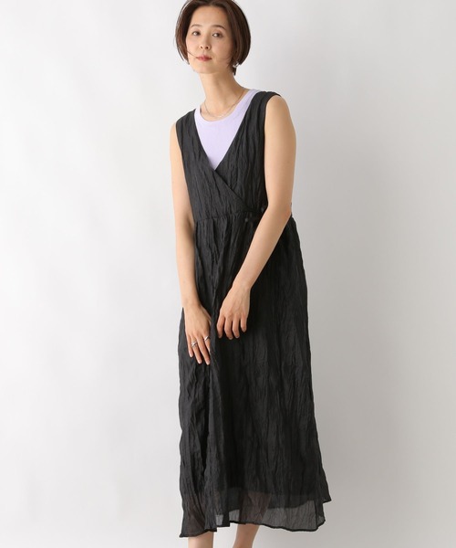 LEPSIM（レプシィム）の「クリンクルワンピース　128395（ワンピース・レディース・アイボリー/モカ/ブラック/グリーン・FREE）」の2枚目の写真