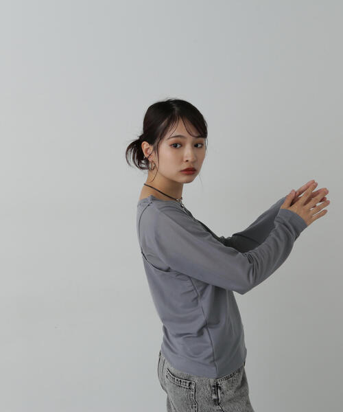 N.（N. Natural Beauty Basic）（エヌエヌナチュラルビューティーベーシック）の「◆タンクレイヤーカットソー（Tシャツ/カットソー・レディース・オフホワイト/チャコールグレー/ブルー・MEDIUM）」の19枚目の写真